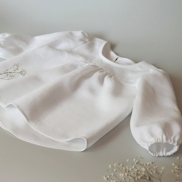 Vêtements pour bébés et tout-petits - haut à manches longues en lin blanc - chemise