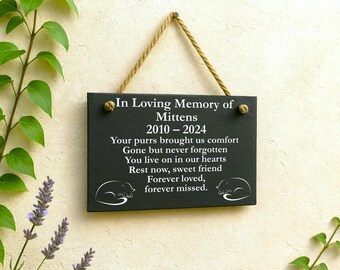 Personalised Cat Memorial Slate Headstone, Garden Pet Grave Marker