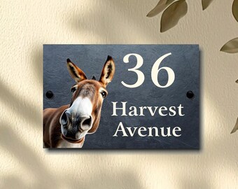 Comical Donkey Superior Quality Slate House Sign Ideal Gift House Warming 4 Sizes