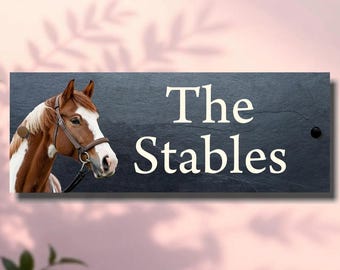 Personalised Horse Slate House Sign, Equestrian Decor