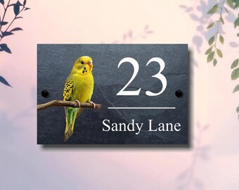 Tropical Bird Slate House Sign, Personalised Address Plaque
