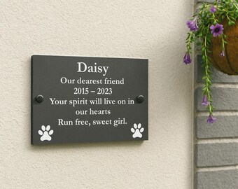 Personalised Dog Paw Slate Memorial Headstone, Garden Pet Plaque