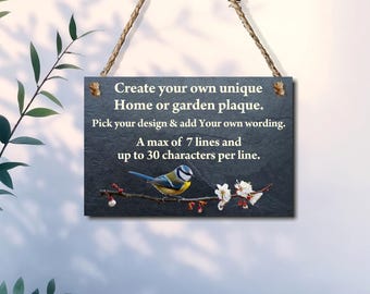Create Your Own Personalised Garden House Slate Sign 4 Sizes