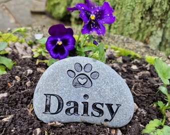 Pet Memorial Cobble For Dog Cat Rabbit Stone Hand Engraved Personalised  Pet Grave Marker Heartfelt Tribute Keepsake Fur Friends