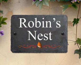 Rustic Slate House Sign, Personalised Outdoor Plaque