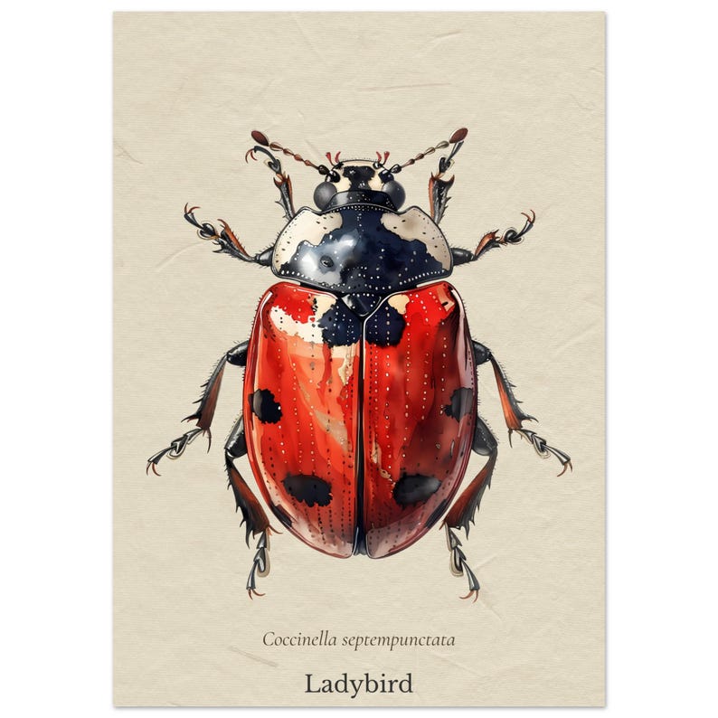 Ladybug Wall Art Print: Minimalist Insect Illustration, Nursery Decor ...