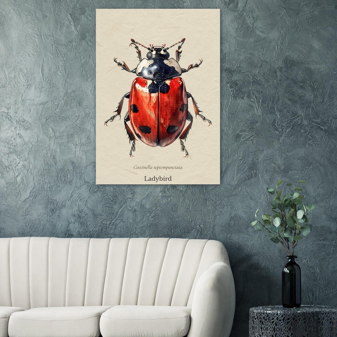 Ladybug Wall Art Print: Minimalist Insect Illustration, Nursery Decor ...