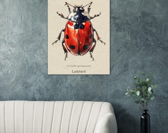 Ladybug Wall Art Print: Minimalist Insect Illustration, Nursery Decor