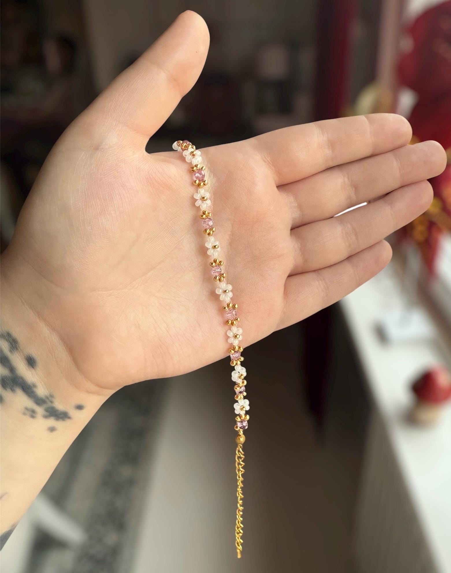 Bracelet Georg Jensen – Or Rose 9 Carats – Chaîne Cadenas – Vintage Danemark – 20 Cm