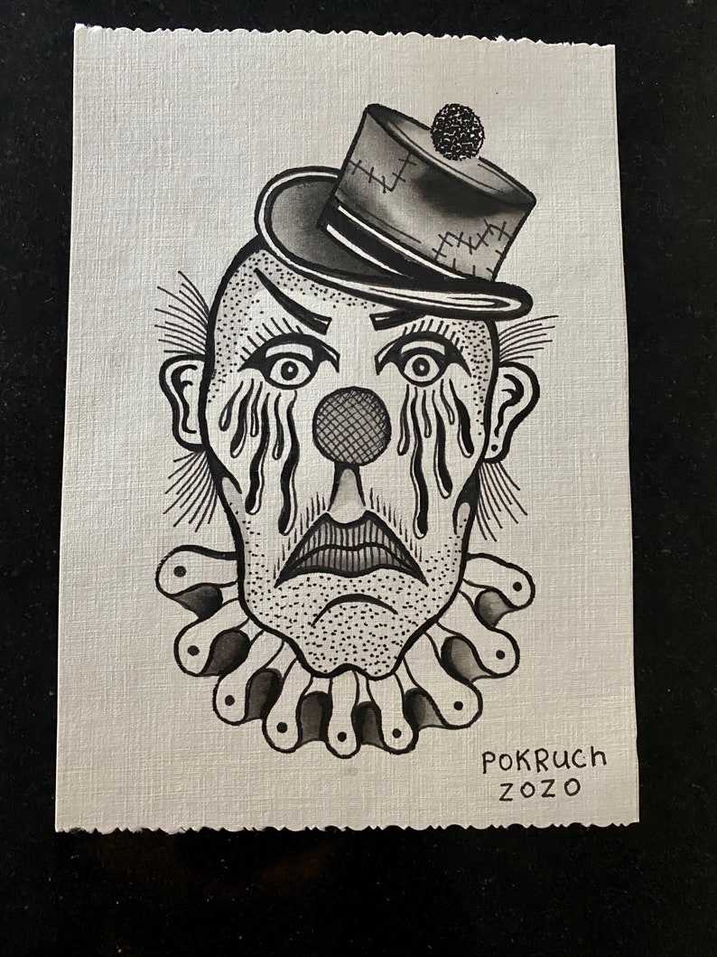Original Painting \u2014 Sad Crying Clown