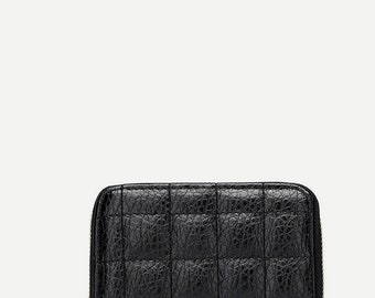 Monedero de cuero minimalista negro
