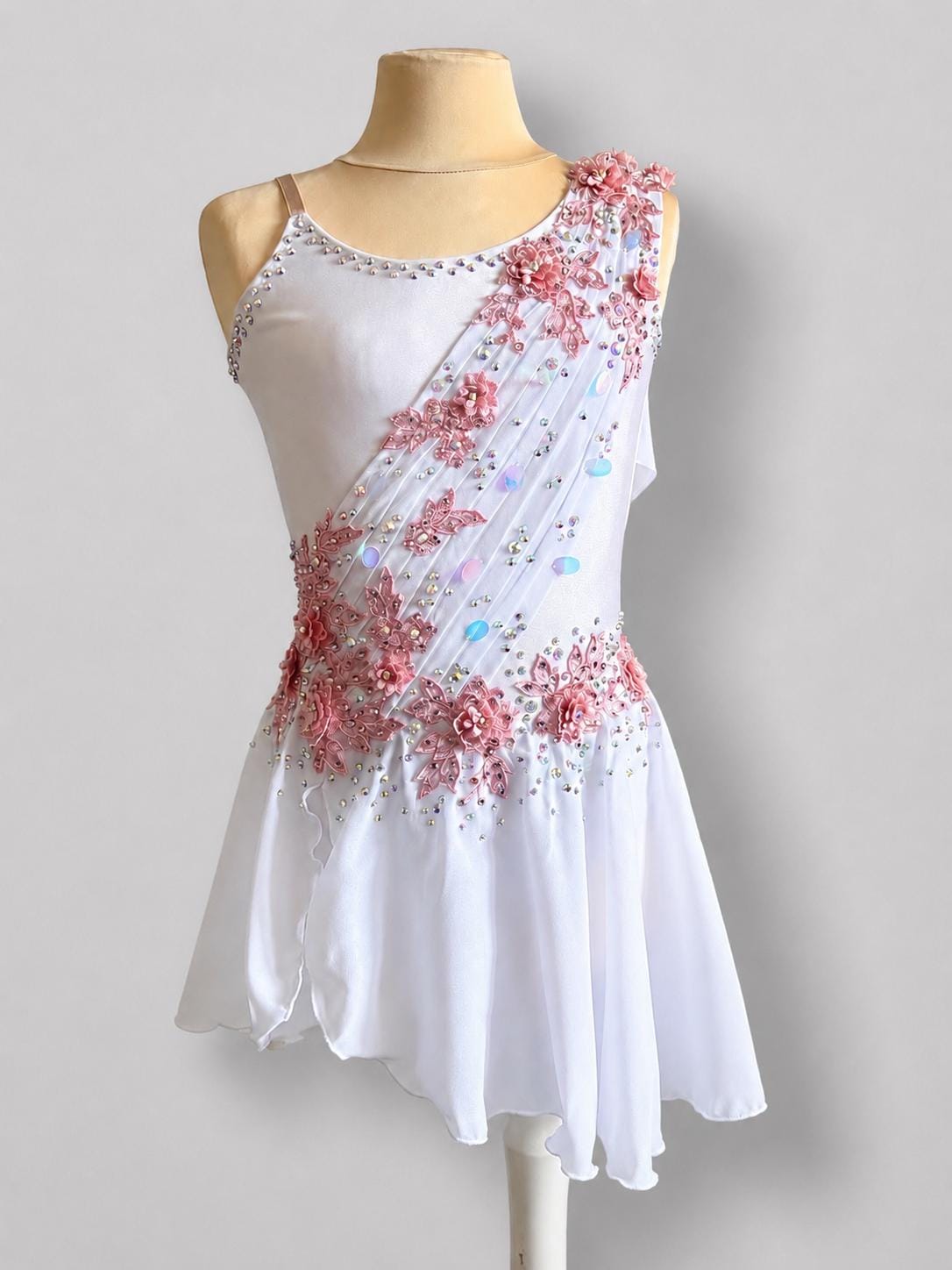 White competition solo lyrical dance costume contemporary leotard