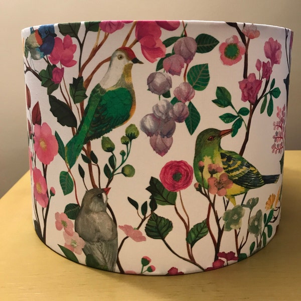 30 cm  x 25 cm Extra Deep Cecilia Mok Bird and Blooms Chinoiserie  White Shade for a Table Lamp