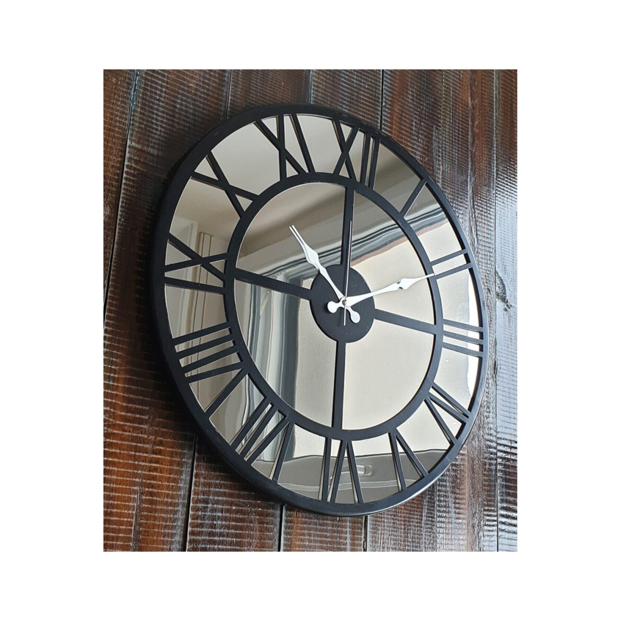 Mirrored Metal Wall Clock Oversize wall Clock Decorative Wall Etsy