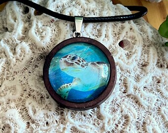 Swimming Sea Turtle Necklace (with choice of chain)