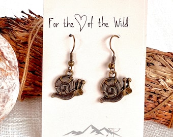 Antique Brass Snail Earrings
