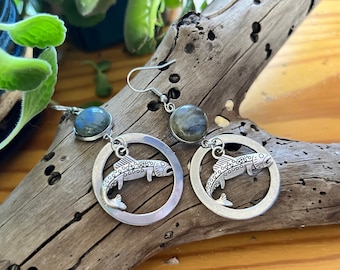 Trout with Labradorite Earrings