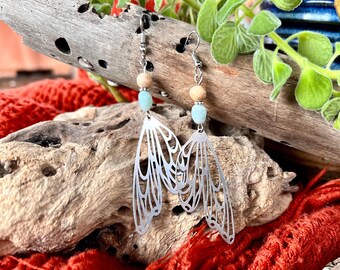 Delicate Butterfly Wings Earrings with Amazonite stones