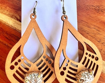 Wooden Jaguar Earrings