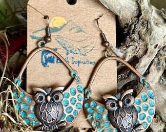 Funky Owl Blues Earrings