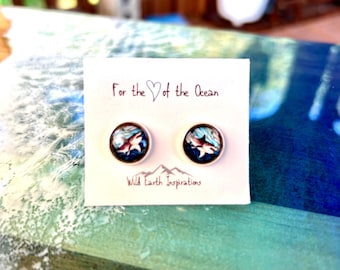 Shark Button Earrings