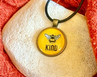 Bee Kind Pendant (with black cord)