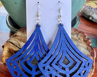 Funky Wooden (Blue or Teal) Earrings