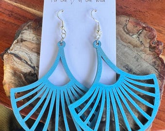 Light Blue Wooden Earrings