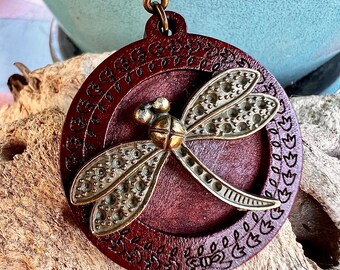 Dragonfly Magic Pendant ( with black corded necklace)