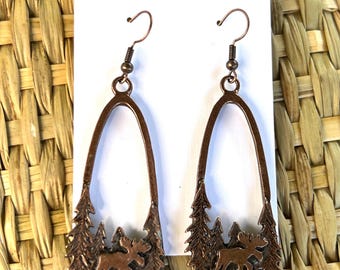 Copper Moose Earrings