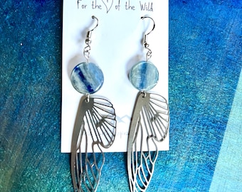 Delicate Butterfly Wing Earrings with Kyanite Stones