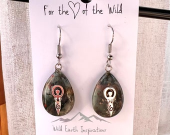 Spiral Goddess Bloodstone Earrings