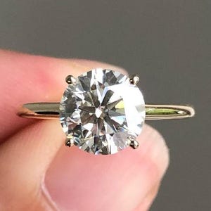 2.50 Ct IGI Certified Round Cut Lab Grown Diamond Ring, Solitaire Cathedral Set Diamond Engagement Ring, Minimalist 4 Prongs 18k Gold Ring