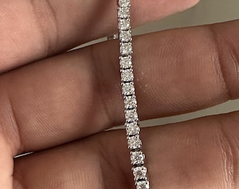 925 Sterling Silver VVS Tennis Bracelet Passes Diamond Tester 2.50mm Round Moissanite Diamond Bracelet