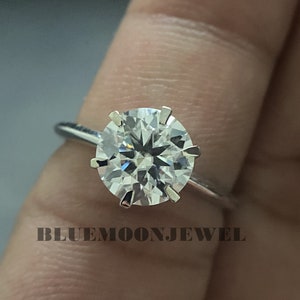 2Ct Round Cut Moissanite Engagement Ring Solitaire Moissanite Ring 14K White Gold Ring Engagement Ring  Wedding Ring Anniversary Ring
