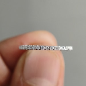 Round Moissanite Band, 1.40MM Round Moissanite Wedding Band, Half Eternity Moissanite Band, Stacking Ring, Anniversary Band