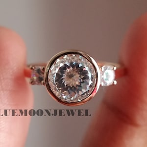 Antique X Cross Setting Ring, Portuguese Cut Moissanite Bezel Setting Ring, Three Stone Ring for Women, Ring For Anniversary Present.