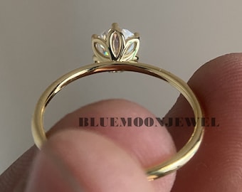 1,50 karaat 7,50 mm IGI Round Cut Lab Diamond Ring Tulp Setting Solitaire Lab Grown Diamond verlovingsring massief geelgouden trouwring