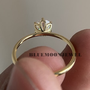 1.50 Carat 7.50mm Round Cut Moissanite Ring, Tulip Setting Solitaire Moissanite Engagement Ring, Solid 10k 14k 18k Yellow Gold Wedding Ring