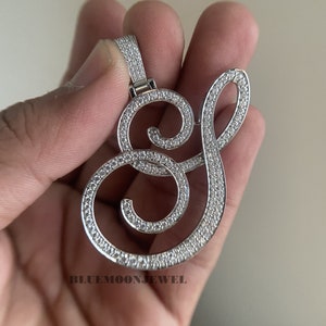 Custom Moissanite Initial Pendant Moissanite Iced Out Name Pendant Pave Diamond Pendant Personalized Anniversary Gift
