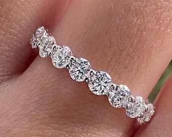 Lab Grown Round Diamond Wedding Band Lab Created Diamond Wedding Ring Diamond Anniversary Stacking Ring White Yellow Rose 14k Gold