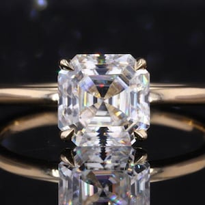 2CT Asscher Cut Lab Grown Diamond Engagement Ring, Asscher Solitaire Diamond Ring, Anniversary Ring, Asscher Lab Grown Diamond Proposal Ring