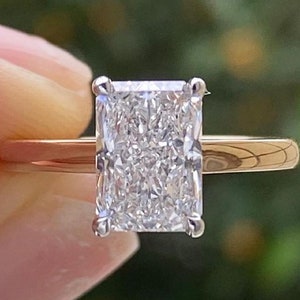 3.00Ct Radiant Cut Lab Grown Engagement Ring IGI Certified Diamond Ring Genuine Lab Created Diamond Ring Hidden Halo Pave Diamond Ring