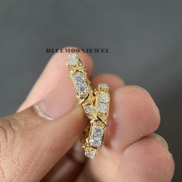 Moissanite Ohrringe, Verlobungsring für Frauen, 1,80 Ct runde Diamant Ohrstecker, Ohrringe aus massivem Gold, Moissanite Schmuck