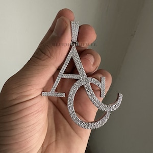 Colgante personalizado con inicial de moissanita y nombre helado, colgante personalizado VVS Hip Hop en plata de ley 925