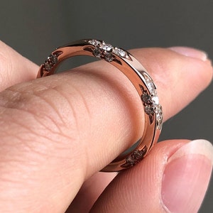 Colorless Round Moissanite Wedding Band Bridal Matching Eternity Band 14K Gold Unique Band For Women Moissanite Promise Ring Gift