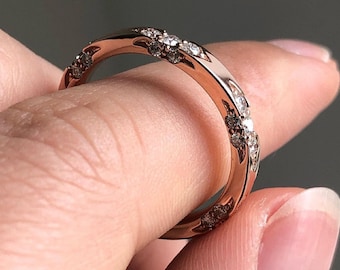 Colorless Round Diamond Wedding Band Bridal Matching Eternity Band 14K Gold Unique Band For Women Lab Grown Diamond Promise Ring Gift