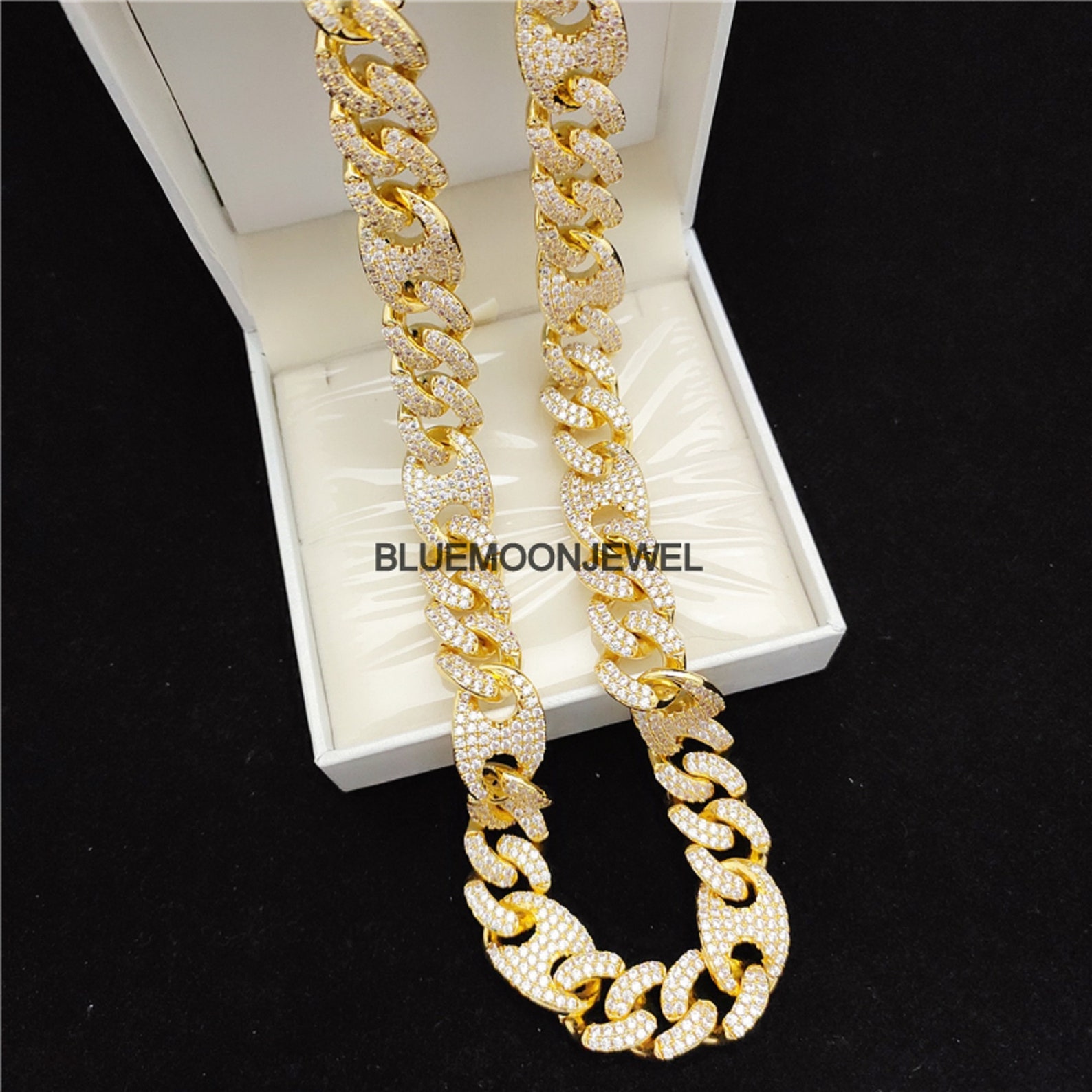 Men Hip Hop Chain 20ct Moissanite Round Cut Necklace Miami Etsy