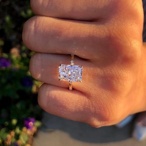 3 CT Radiant Cut Lab Grown Engagement Ring IGI Certified Diamond Ring Hidden Halo Pave Diamond Ring Anniversary Ring Promise Ring For Her