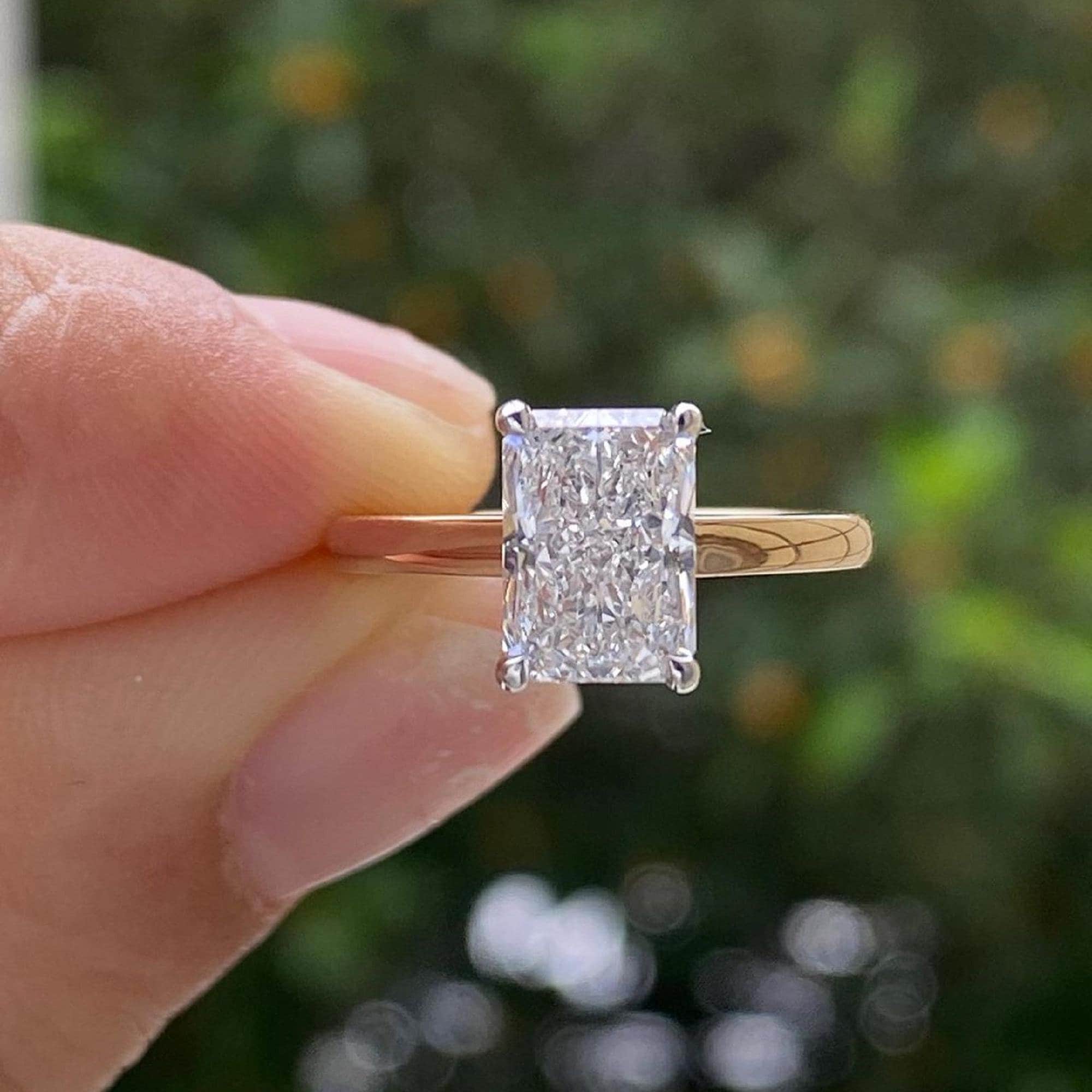 3.00Ct Radiant Cut Lab Grown Engagement Ring IGI Certified Diamond Ring Genuine Lab Created Diamond Ring Hidden Halo Pave Diamond Ring